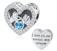 Friggem Charm cuore, charm dell'amore, pietra natale, Blu, Dicembre, per braccialetti, regali per donne, ragazze, mamme, figlie, fidanzate, sorelle, gioielli per la Festa della Mamma