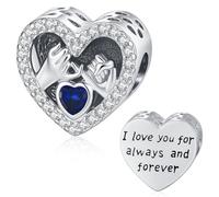 Friggem Charm cuore, charm dell'amore, pietra natale, Blu, Settembre, per braccialetti, regali per donne, ragazze, mamme, figlie, fidanzate, sorelle, gioielli per la Festa della Mamma