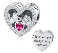 Friggem Charm Cuore, Charm dell'amore, Pietra Natale, Rosa Luglio, per Braccialetti, Regali Donne, Ragazze, Mamme, Figlie, Fidanzate, Sorelle, Gioielli per la Festa della Mamma