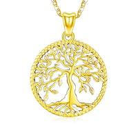 Friggem Ciondolo albero della Vita con oro, Collana Albero della vita da Donna in 925 Argento Sterling Gioielli Donna Idee Regalo per Mamma