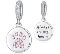 Friggem Ciondolo Cane Gatto Argento 925, Charm a forma di zampa di Gatto Cucciolo Cane Bead Charms fit Bracciale Europeo Collana, Animal Charms Gioielli donna (A3-1-Zampa)
