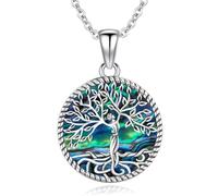 Friggem Collana Albero della Vita, Ciondolo Albero della Vita Conchiglia Abalone in Argento Sterling 925, Collier Gioielli Hypoallergénique Regali per Sorelle Mamma Figlia