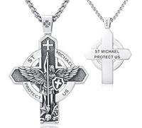 Friggem Collana Arcangelo San Michael, Ciondolo Croce Arcangelo Michael in Argento Sterling 925 e Collana Ciondolo Uomo, Gioielli Amuleto Regali per uomo donna