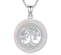 Friggem Collana da Donna Albero della vita, Pendente in Argento Sterling 925 Collana con albero della vita Opale, Regalo di Gioielli Ipoallergenicia per la moglie mamma e ragazza