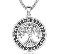 Friggem Collana da Uomo Collana Vichinga Martello di Thor Argento 925 Ciondolo Vichingo Mjolnir Amuleto Mitologia Norrena Gioielli Vichinghi per Uomo Donna (Albero Della Vita)