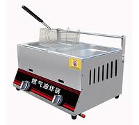 Friggitrice a cestello e coperchio, friggitrice a gas per patatine fritte, friggitrice con friggitrice in acciaio inossidabile per uso commerciale per ristoranti e uso domestico (cestello per fri