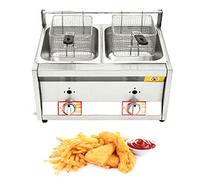 Friggitrice a doppio serbatoio, friggitrice commerciale da banco in acciaio inox con capacità di 20 litri e cestelli per cucina domestica e ristorante