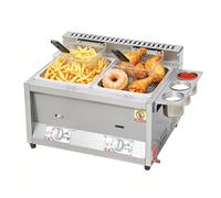 Friggitrice a Gas 16L Acciaio Inossidabile Friggitrice a Gas Professionale Deep Fryer con Coperchio, Cestello Friggere da Banco Patatine Fritte, Ciambelle, Ristoranti, Snack bar, Casa