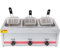 Friggitrice a Gas 20L Grande capacità, Friggitrice Commerciale Inox a GPL con Potenza Regolabile e Valvola di Sicurezza, Ideale per Casa Ristorante Festa all'Aperto Food Truck e Catering