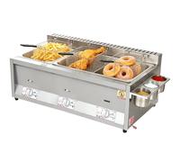 Friggitrice a Gas 24L Acciaio Inossidabile Friggitrice a Gas Professionale Deep Fryer con Coperchio, Cestello Friggere da Banco Patatine Fritte, Ciambelle, Ristoranti, Snack bar, Casa