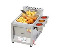 Friggitrice a Gas 8L Acciaio Inossidabile Friggitrice a Gas Professionale Deep Fryer con Coperchio, Cestello Friggere da Banco Patatine Fritte, Ciambelle, Ristoranti, Snack bar, Casa