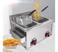 Friggitrice A Gas A Doppia Vasca in Acciaio Inossidabile Dlmn Premium - capacità 10l*2, 2 Cestelli, Controllo Manuale della Temperatura - Ideale per Cucine Commerciali E Casa