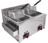 Friggitrice a gas commerciale con 2 cesti - 10 l x 2 grande capacità, controllo preciso della temperatura per patatine fritte, pesce e altro ancora in qualità ristorante