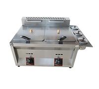 Friggitrice a Gas Commerciale da 20L/30L, friggitrice per Patatine Fritte di Pollo per ristoranti, cucine domestiche (10L+10L+Senza cestello per friggere) ()