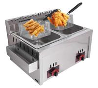 Friggitrice a gas commerciale, doppia friggitrice in acciaio inox con cestini rimovibili, potenza di fuoco regolabile, facile da pulire, perfetta per cucinare ad alto volume