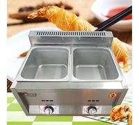 Friggitrice a gas commerciale GPL Friggitrice a gas for catering Scaldavivande a gas Tavolo a vapore Buffet Ristorante Supermercati Fast food(12L 2Pots)