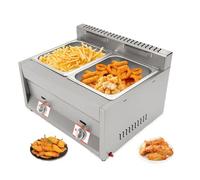 Friggitrice a gas commerciale, in acciaio inox, con doppio serbatoio da 10 litri e coperchi rimovibili, ideale per patatine fritte in ristorante e cucina di casa