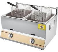 Friggitrice a gas da banco commerciale da 10 l/20 l con cestello e coperchio, friggitrice a gas, friggitrice per patatine fritte di pollo, friggitrice a gas per cucina di ristoranti (cestello per