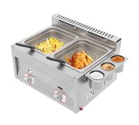 Friggitrice a gas da banco commerciale in acciaio inossidabile a 2 vasche alimentata a propano/GPL con 2 cestelli for ristoranti bar e cucine domestiche