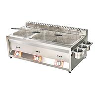 Friggitrice a gas di grande capacità, friggitrice a GPL in acciaio inossidabile per uso domestico e commerciale, potenza di fuoco regolabile, con cestelli e coperchi, per patatine fritte ciambelle pes