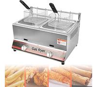 Friggitrice a gas, doppia friggitrice ad alta capacità in acciaio inossidabile commerciale da 6L/12L per cucina di casa e ristorante, macchina professionale per cottura a gas