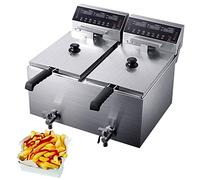 Friggitrice a gas, friggitrice elettrica con cestello, friggitrice a olio in acciaio inox, friggitrice con cestello rimovibile, riscaldamento professionale, timer di frittura e indicatore luminos