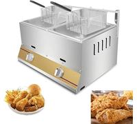 Friggitrice A Gas GPL Acciaio Inossidabile Per Uso Commerciale Con Coperchio Cestello Contenitore Dell'olio Rimovibile Per Cottura Cibi Per Ristoranti Commerciali Famiglie