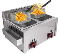Friggitrice a gas GPL in acciaio inossidabile da 10 * 2L di grande capacità - Uso commerciale e domestico - Potenza di fuoco regolabile - Include cestelli e coperchi - Perfetta per patatine,