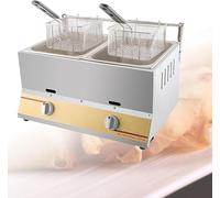 Friggitrice a gas in acciaio inox - commerciale con cestello rimovibile, temperatura regolabile, design antiscivolo facile da pulire