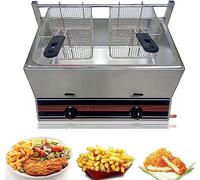 Friggitrice a gas in acciaio inox, friggitrice a GPL, friggitrice a gas, friggitrice con cestello rimovibile, regolazione manuale della temperatura, coperchio, friggitrice a gas per cucina comme
