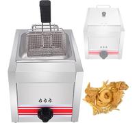 Friggitrice A Gas per Esterni, Friggitrice Commerciale A Doppio Bruciatore, Friggitrice da Cucina A Doppio Serbatoio da Banco in Acciaio Inossidabile da 10 L / 20 L / 30 Litri con Cestelli, 10l