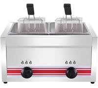Friggitrice a Gas Professionale, Friggitrice Commerciale da Banco in Acciaio Inossidabile con Cestello e Coperchio, Friggitrice da Esterno, Capacità 10L/20L/30L