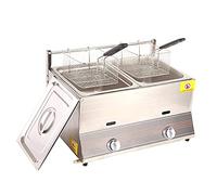 Friggitrice a gas professionale, friggitrice per patatine di pollo in acciaio inossidabile con serbatoio da 6 litri con paletta per cestello per ristorante commerciale Famiglia friggitrice