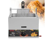 Friggitrice A Gas Professionale, Macchina per Friggere Acciaio Inossidabile, Potenza Fuoco Regolabile Per Uso Domestico E Commerciale, Con Cestello E Coperchio