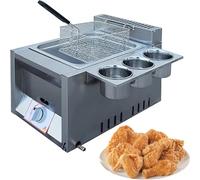 Friggitrice A Gas Profonda Professionale, Friggitrice A Gas Gpl Propano con Cestello Fritto E Coperchio per Cucina Domestica Ristorante Cucina Alimentare, 6l+1*Fried Basket