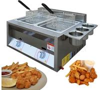 Friggitrice A Gas Profonda Professionale, Friggitrice A Gas Gpl Propano con Cestello Fritto E Coperchio per Cucina Domestica Ristorante Cucina Alimentare, 6l+6l+2*Fried Basket