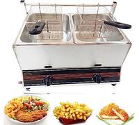 Friggitrice a grasso profondo, friggitrice in acciaio inossidabile, friggitrice in acciaio inossidabile con cestello rimovibile, regolazione manuale della temperatura con coperchio per attrezzat