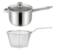 Friggitrice, Acciaio Inossidabile, Friggitrice, 19,5 Cm, Con Coperchio, Rete, Cestello Per Friggere, Cestino, Patate Fritte, Friggere, Fornello A Induzione, Compatibile Con Fornelli A Gas, Uso Domesti