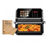 Friggitrice ad Aria 10 L con Finestra di Controllo, Air Fryer 2000 W con Touchscreen Digitale e 12 Programmi, Cottura Sana Senza Olio, Include 50 Fogli di Carta Forno(10L-SINGLE)