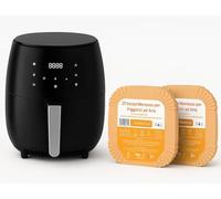 Friggitrice ad Aria 4.8L Potente 1400W con Cestello Antiaderente, Ricettario e Griglia - Air Fryer Senza Olio per Patatine, Carne, Pizza, Dolci - Display Touch, Compatta, Facile da Pulire (Nero)