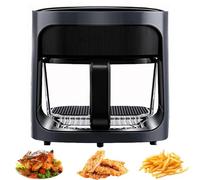 Friggitrice ad aria 6L con finestra panoramica in vetro, touch screen digitale, 7 preimpostazioni e temperatura regolabile, fornello elettrico senza olio per pasti veloci sani, grande capacità familia