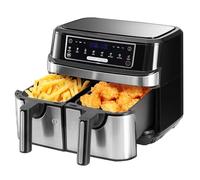 Friggitrice Ad Aria 9L | Friggitrice Aria Doppio Cestello con 2x4,5L Cestello, 8-in-1 Airfryer Controllo Indipendente Temperatura 50-200℃, Grande Doppia Zona 2600W Air Fryer LED Schermo Touch Timer