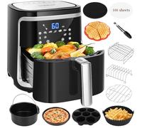 Friggitrice ad Aria Aigostar XXL 7L/2Kg + Doppio Cestello Indipendente & Set Accessori 12 in 1 per Friggitrici ≥5.5L