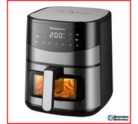 Melchioni Family | ARIANNA Friggitrice ad Aria 6,5L con Doppia Resistenza | Air Fryer con Display LED, 8 Programmi, Timer, Cestello con Finestra, 2000W