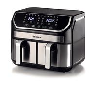 Ariete 4625 Friggitrice ad aria 9L, 2100W, Capacità 9L, Doppio cestello, Capacità di cottura 3,6kg, 11 programmi preimpostati, Funzione Max Crisp, Temperatura fino a 200°C, Cestello antiaderente con griglia, Nero/Silver