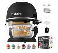 Friggitrice ad aria autopulente da 5 litri con visibilità 360, atossica, senza BPA, vortice 400F per una cottura uniforme, funzioni 6 in 1, girarrosto, arrosto, cottura, garanzia
