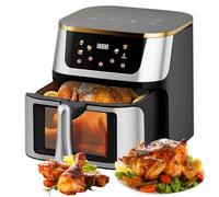Friggitrice ad aria calda 10 l, 1500 W, mini forno con touch screen a LED, 8 funzioni, finestra visibile, friggitrice ad aria calda senza olio, friggitrice elettrica multifunzionale, friggitrice ad