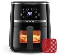Friggitrice ad aria calda, 4,5 l, 1500 W, con finestra per cucina, basso rumore, funzione di memoria, 8 menù preimpostati, dotato di tappetino da forno in silicone di qualità alimentare