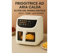 Friggitrice ad Aria Calda - 8 Litri VERI - XXL Digitale 200°C Timer Luce interna