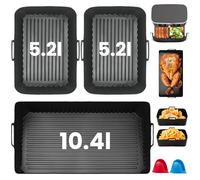 Friggitrice ad aria calda accessorio per Ninja Foodi Flexdrawer 10,4 L AF500EU, nuovo aggiornamento, 3 pezzi, riutilizzabile, stampo in silicone Airfryer per Ninja Flex Drawer Dual Zone AF500EU